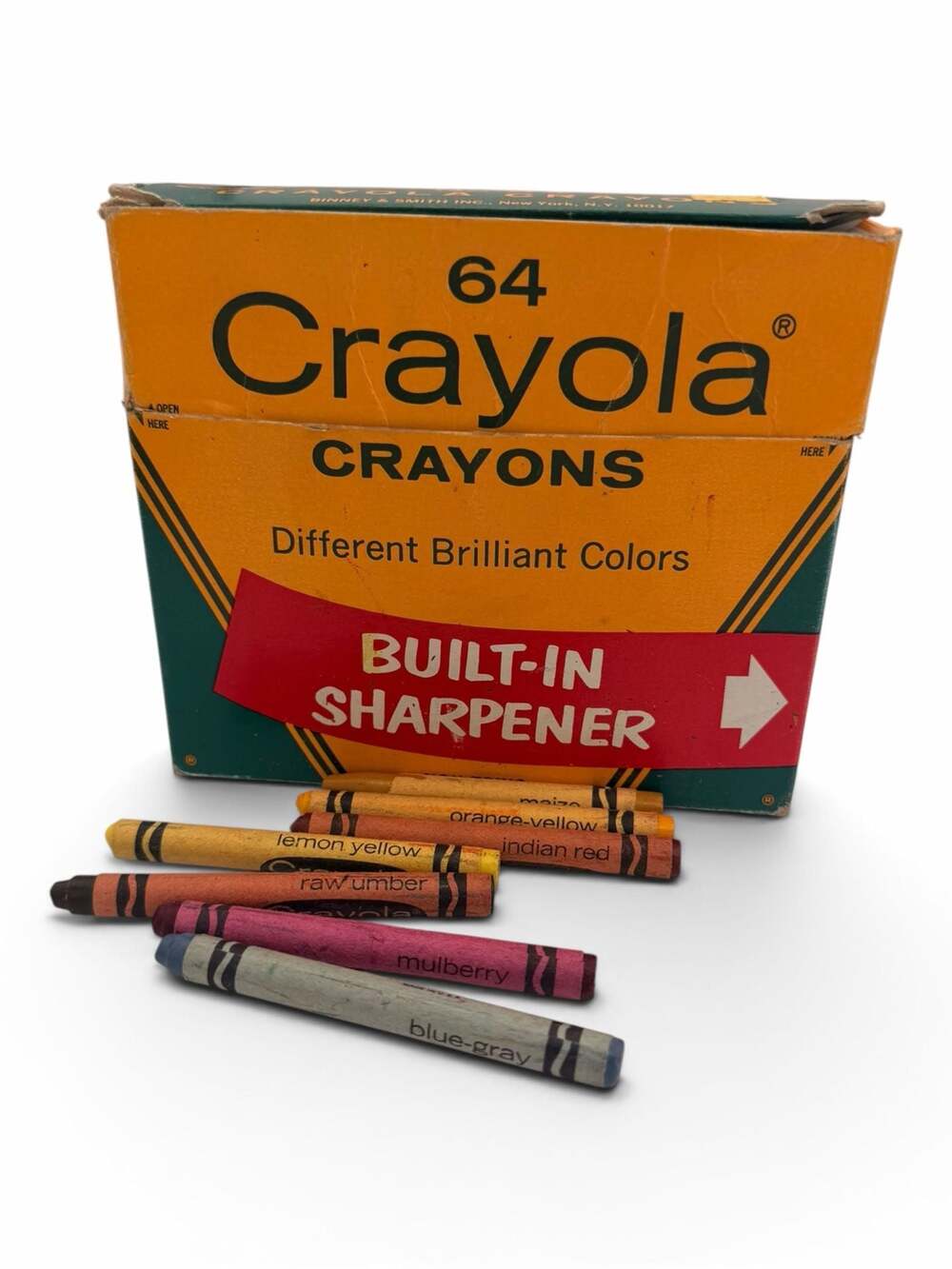 Vintage Crayola Crayons 64 Box with Built-In Sharpener Binney & Smith